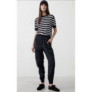 Banana Republic Soft Tencel Cargo Jogger Pants Womens XL Navy Blue Lyocell Cute